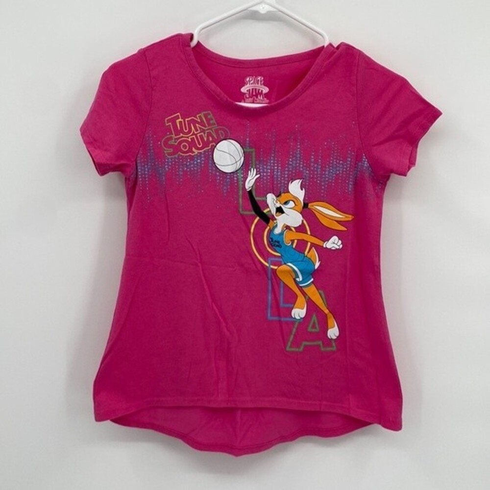 Space Jam Tune Squad Lola Bunny Basketball Pink Graphic Tee Girls L 10/12